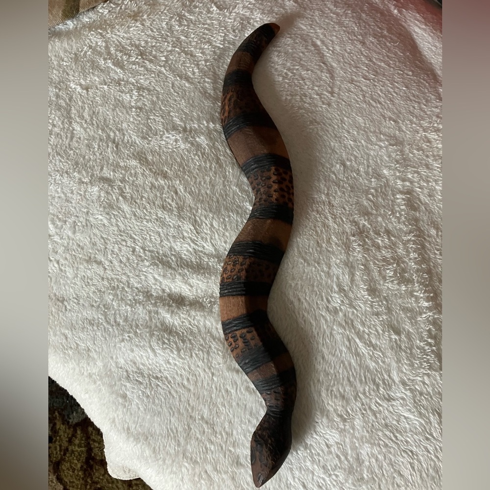 Charming Primitive / Folk Art snake carved from dense wood